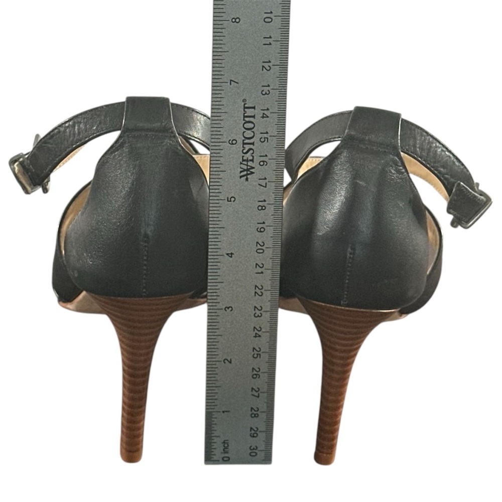 Johnston & Murphy 9 Nikki Cross-Strap Leather Heel Formal Black Strappy - Picture 7 of 8